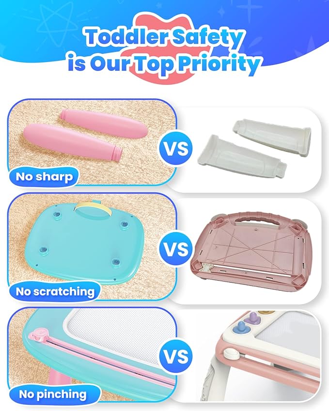 Magnetic Drawing Board, Toddler Girl Toy for 1-3 Year Old, Doodle Board Pad Learning and Educational Kids Toy for 1 2 3 Year Old Baby Birthday - Mint Blue