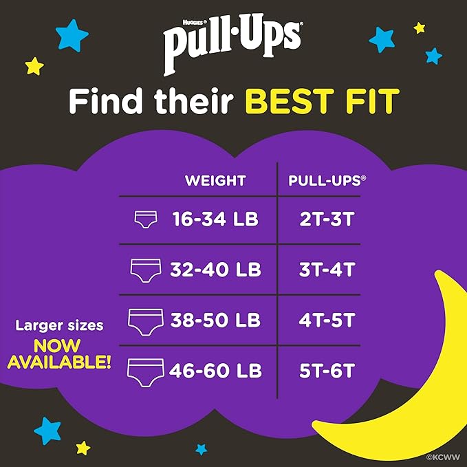 Pull-Ups Boys' Night-Time Potty Training Pants, Size 5T-6T Overnight Training Underwear (46-60 lbs), 80 Ct