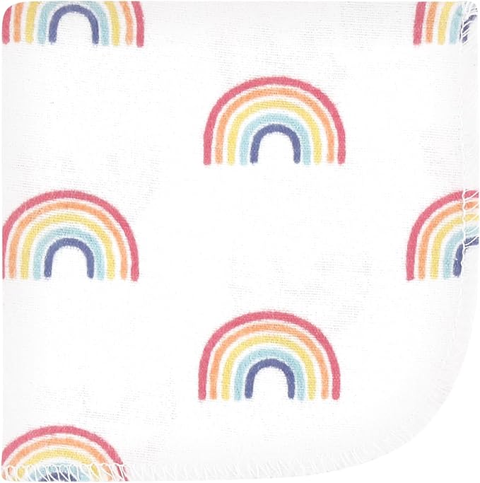 Hudson Baby Unisex Baby Flannel Washcloths, Creative Rainbow 10Pk, One Size