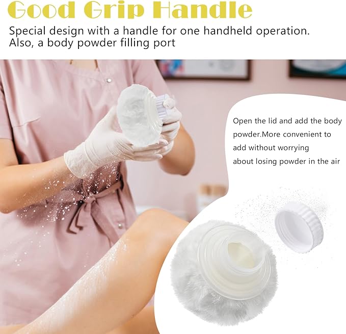 Sibba Storage Body Powder Container, 3.15 Inch Powder Puff with Container, Fluffy Body After-Bath Powder Case, Baby Care Talcum Powder Puff Box with Hand Holder