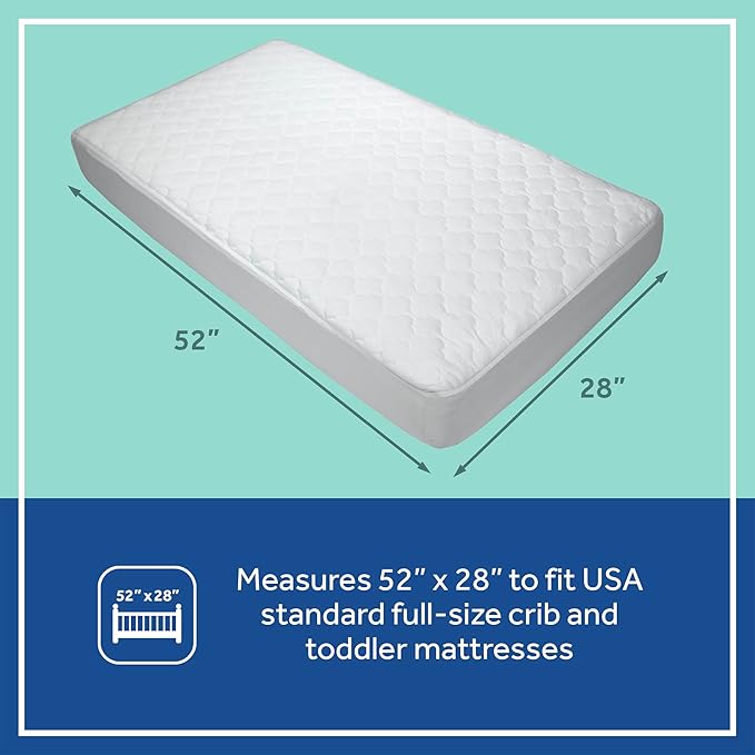 Sealy Baby 6-Pack Fitted Waterproof Infant Crib Mattress Protector Pad and Toddler Bed Cover, Durable and Comfortable Topper, Machine Washable and Dryer Friendly, 52” x 28”- White