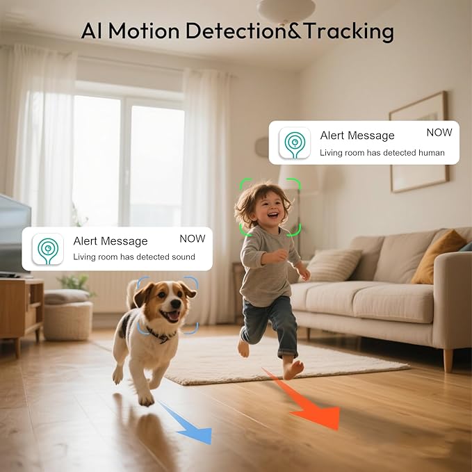 2K Pan/Tilt Security Camera for Baby Monitor 5G&2.4G WiFi, Dog Camera with Sound Detection, Motion Detection, 2-Way Audio, Siren, Night Vision, Cloud & SD Card Storage, Works w/Alexa