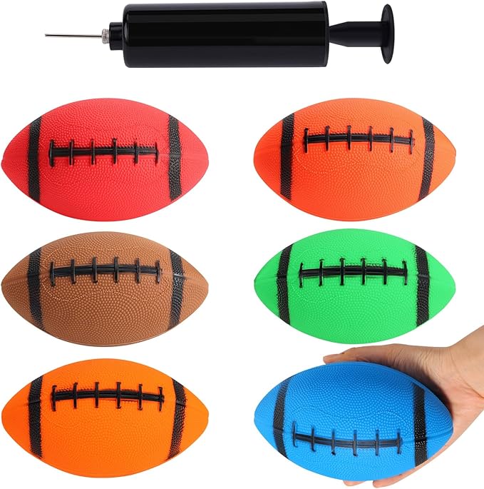 Shindel 6PCS Mini Inflatable Football, 6.3 inch Waterproof Footballs Toys for Kids Perfect Outdoor & Indoor Games, Summer Pool Beach Toy, Birthday & Football Lovers Party Favors