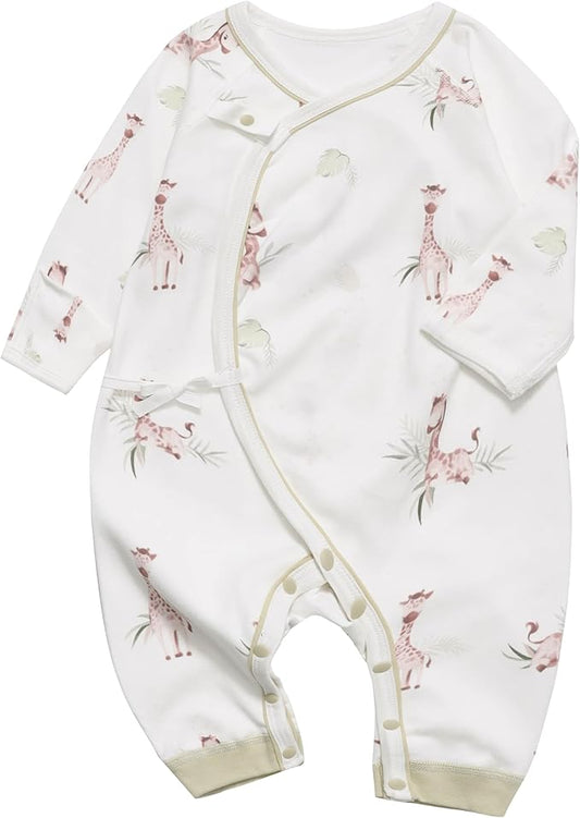 100% Organic Cotton Soft 0-6 Months Unisex Footless Newborn Baby Sleepers Pajamas Romper Boys Girls Long Sleeve