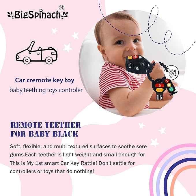 Baby Teething Keys Toys 6 to 12 Months,Gothic Car Teether Combo Set,Car Key Remote Toy Controller for Toddler(Gothic) (Gothic, Black)