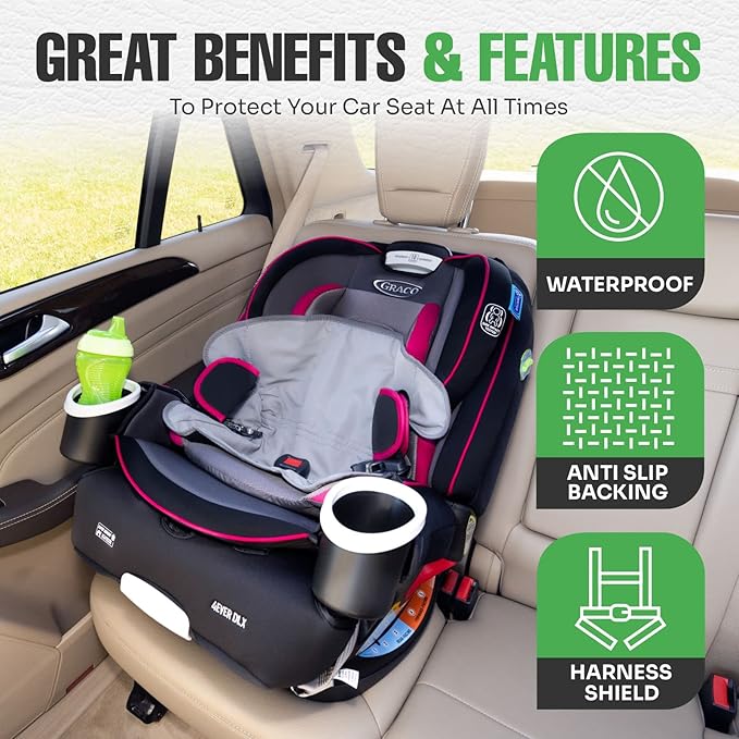 lebogner Child Car Seat Saver Waterproof Liner 100% Leak Free Pad for Baby Stroller, Piddle Pad for Potty Training Toddlers, Car Seat Liner with Anti Slip Vinyl Backing