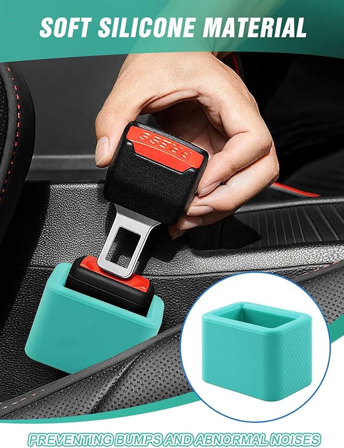 2 PCS Seat Belt Buckle Holder, Silicone Seatbelt Buckle Booster to Makes Receptacle Stand Upright for Easy Access (Mint Green)
