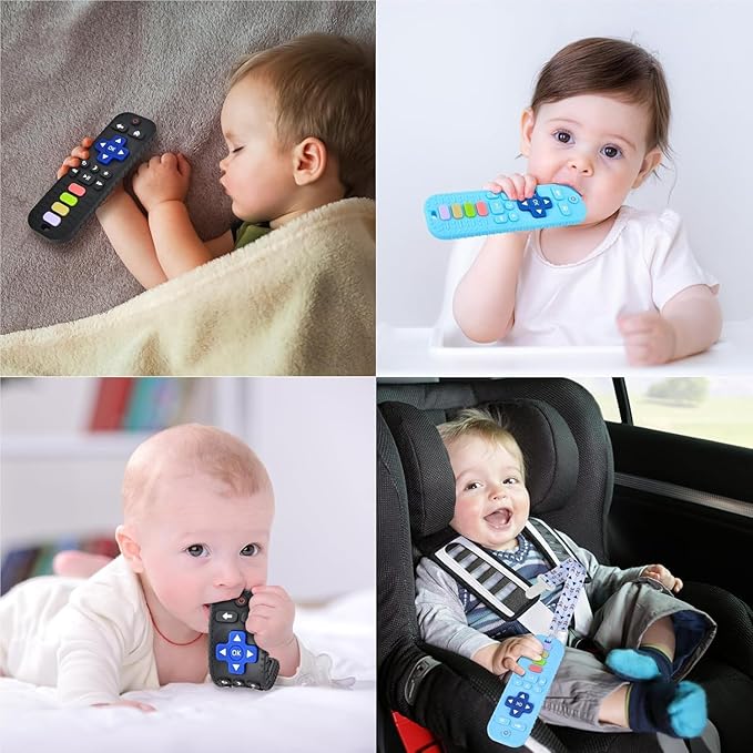 Baby Silicone Teething Toys, Phone and Remote Teether Toys for Toddlers 3-18 Months, Boys Girls Babies Teething Toy, Baby Chew Toy, Freezer BPA Free
