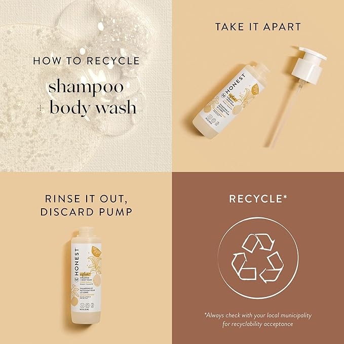 The Honest Company 2-in-1 Cleansing Shampoo Body Wash Gentle for Baby Naturally Derived, Tear-free, Hypoallergenic, Citrus Vanilla Refresh, 18 fl oz