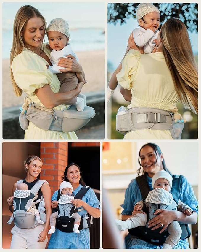 Baby Carrier, MOMTORY Safety-Certified 6-in-1 Baby Carrier with Hip Seat, Plus Size Friendly, Detachable Baby Holder Carrier Newborn to Toddler, Soft Ergonomic Toddler Support Carrier for 7-50lbs