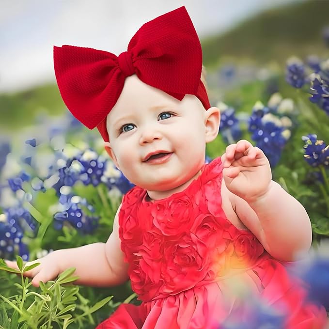 Super Durable Soft Knot Headbands with Hair Bows Infant Toddlers Kids Hair Accessories Red Black Headband for Newborn Baby Girls