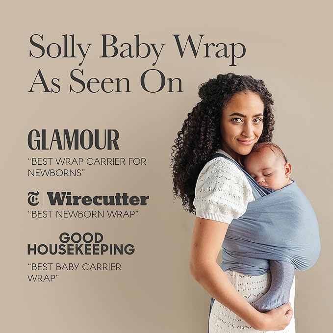 Solly Baby Wrap, Buttery-Soft Baby Carrier Newborn to Toddler 8-25 Lbs., Lightweight & Hands-Free Infant Sling Wrap, Breathable Carrier, Baby Wearing & Postpartum Essential, New Mom Gift, Sage Chequer