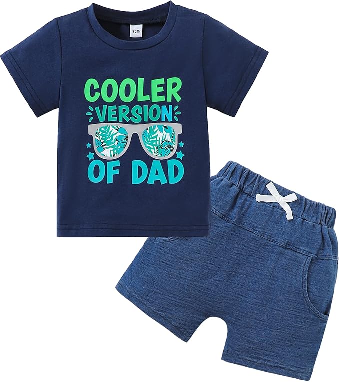 Jecson Baby Boy Summer Clothes Toddler Boy Outfits Letter Print Short Sleeve T-Shirt Denim Shorts Clothing Set 6M-4T