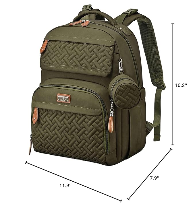 BabbleRoo Diaper Bag Backpack - Travel Large Baby Diaper Bag with Changing pad, Waterproof Baby Bags for Mom & Dad, Unisex Bags with Pacifier Case, Luggage Strap & Stroller Clips– Army Green | with Changing Pad, Pacifier Case, Stroller Straps, Multifun...