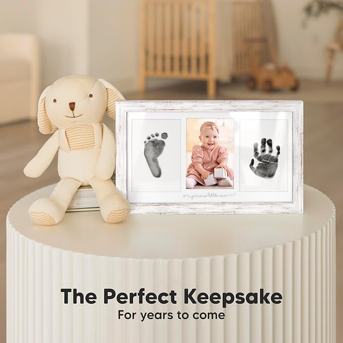 Inkless Hand and Footprint Kit, Boy, Girl, Newborn Keepsake - No Mess Ink Pad for Baby Handprint,Clean Touch Paw Print Kit for Dog Picture Frame,Personalized Baby Christmas Shower Gifts(Vintage White)