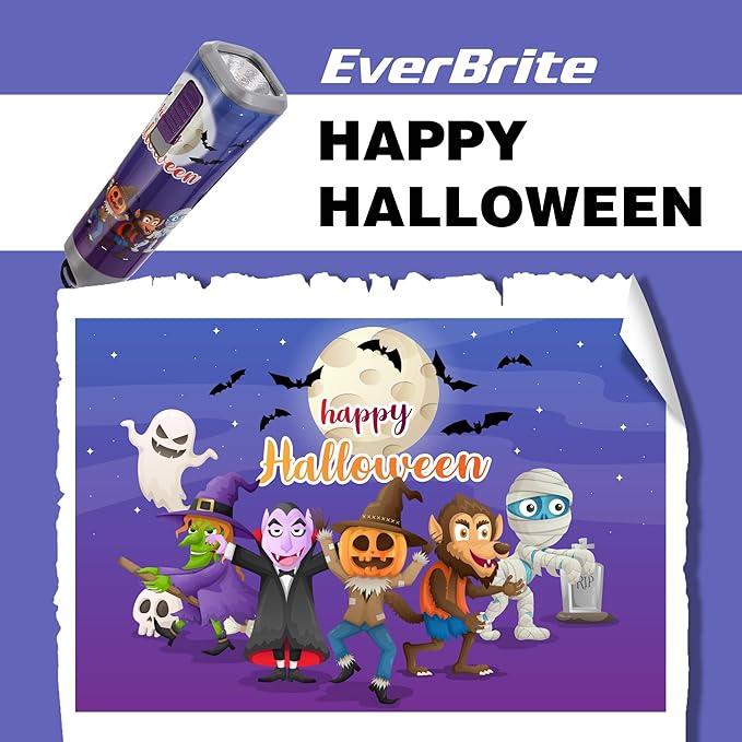 EverBrite Halloween Flashlights Halloween Gifts, Small LED Flash Light Handheld Torch with Lanyard 3AAA Battery Included, 1 Pack-Purple