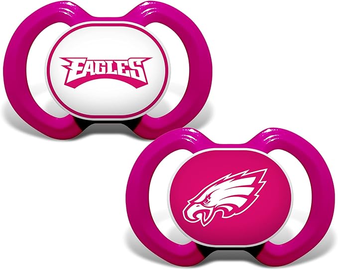 Baby Fanatic Girls Pink Pacifier 2-Pack - NFL Philadelphia Eagles - Officially Licensed League Gear