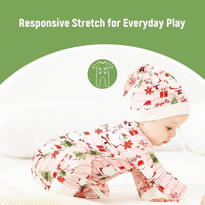 OPAWO Viscose from Bamboo Baby Pajamas Girl 2pack Mittens Cuff 2 Way Zipper Soft Footless Sleeper Baby Boy One-Piece Romper
