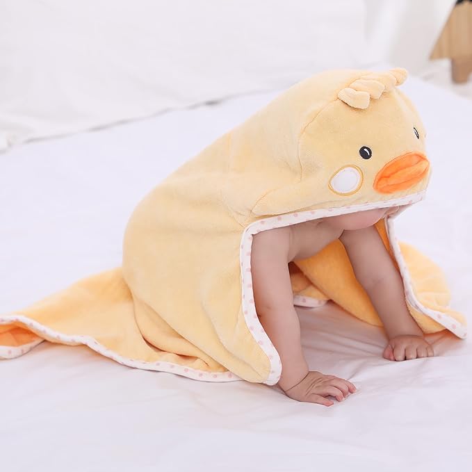 Baby Hooded Towel with Unique Animal Design Ultra Soft Thick Cotton Bath Towel for Newborn (Chick)