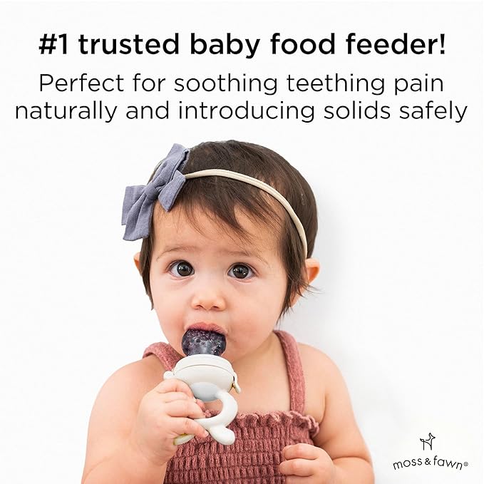 Moss and Fawn Forage Feeder - Soothing Silicone Frozen Breast Milk Popsicle & Baby Food Teething Toy, Pacifier, Fruit Feeder, & Teether - BPA, PVC & Phthalate-Free - Ecru