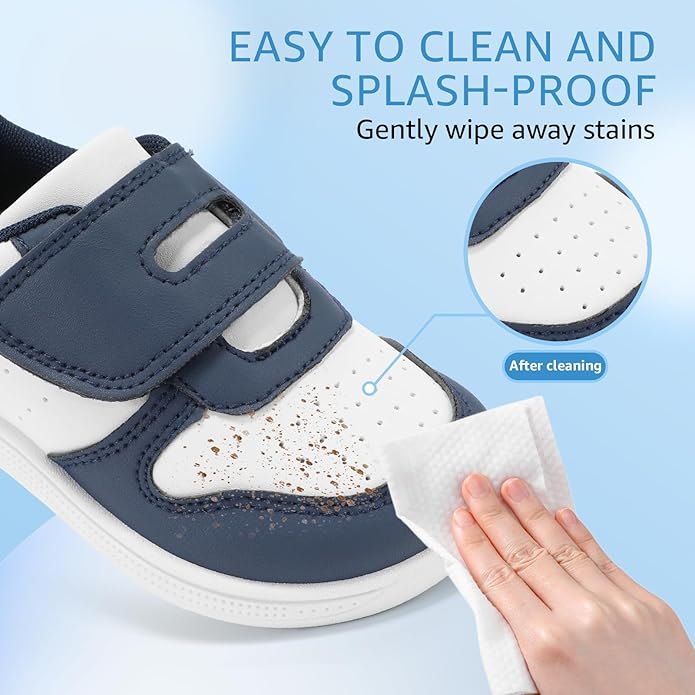 Toddler Wide Toe Box Barefoot Shoes Boys Girls Sneakers Zero Drop Kid Tennis Running Shoes Lightweight Non-Slip Comfortable Leather First Walking Shoe Outdoor Activities School