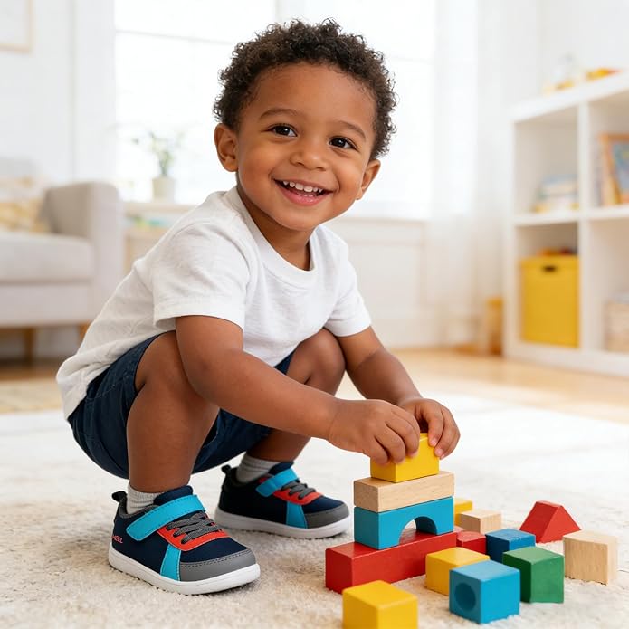 SKYWHEEL Toddler Wide Toe Box Barefoot Shoes Boys Sneakers Kids Tennis Shoes Comfort Lightweight Zero Drop Walking Shoe for Indoor/Outdoor Play