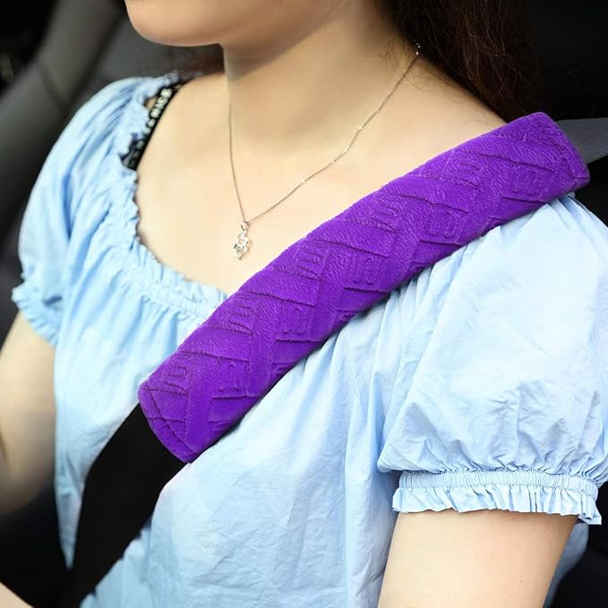 surpassme Car Seat Belt Pads Covers, 2PCS Seat Belt Shoulder Strap Covers Protector to Release Stress to Your Neck and Shoulder for a Safety Driving(Purple)