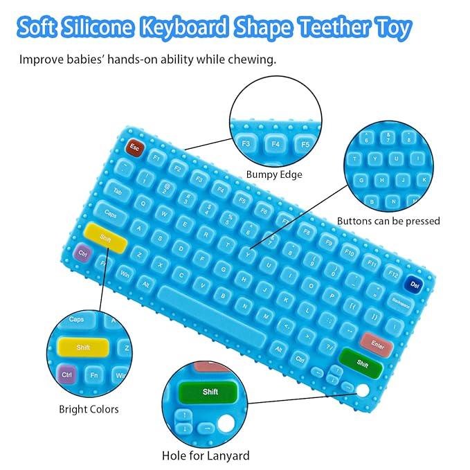 Baby Keyboard Teething Toys for Babies 0-3, 0-6, 6-12 Months | Soft Silicone Keyboard Teethers Toys | Baby Fidget Toys 0-6 Months | Infant Teether Pacifier for Breastfeeding Baby Boy Girl