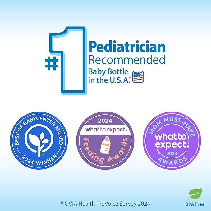 Dr. Brown's Natural Flow Anti-Colic Options+ Narrow Baby Bottle, Bear and Owl, 8 oz/250 mL, with Level 1 Slow Flow Nipple, BPA Free, 0m+, 2-Pack