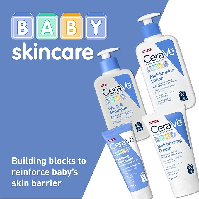 CeraVe Baby Lotion, Gentle Baby Skin Care with Ceramides, Niacinamide & Vitamin E, Fragrance, Paraben, Dye & Phthalates Free, Lightweight Moisturizer, 8 Ounce, Packaging May Vary