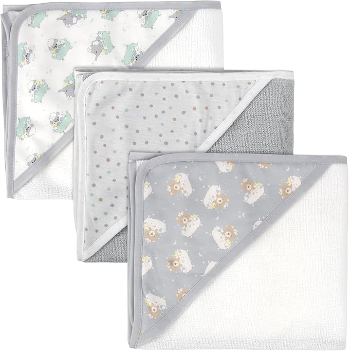 Baby Bath Essential Hooded Baby Bath Towel and Washcloth 6 Piece Set for Newborns, Infants & Toddlers, Boys & Girls Baby Hooded Towels Set (Teddy Bear Print)