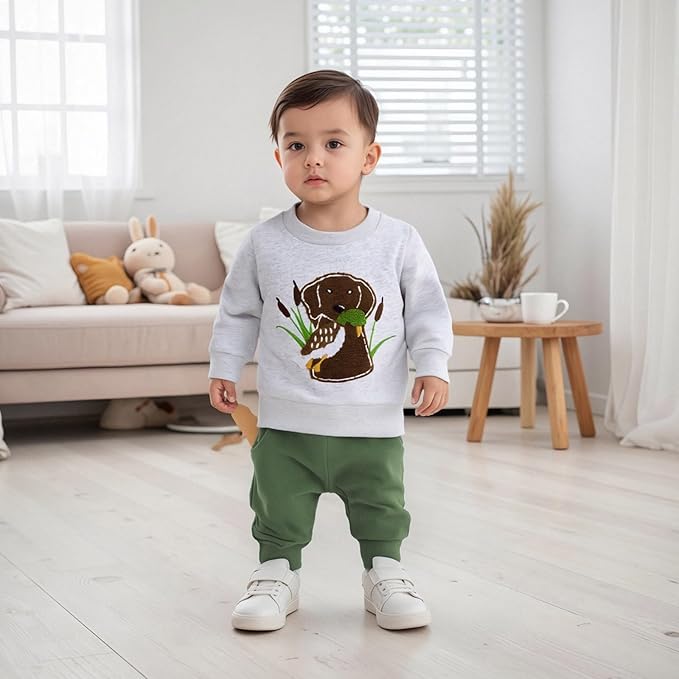 Baby Boy Fall Clothes Set Long Sleeve Crewneck Sweatshirts Pants Cute Infant Newborn Outfits 6 12 18 24 Months 2T
