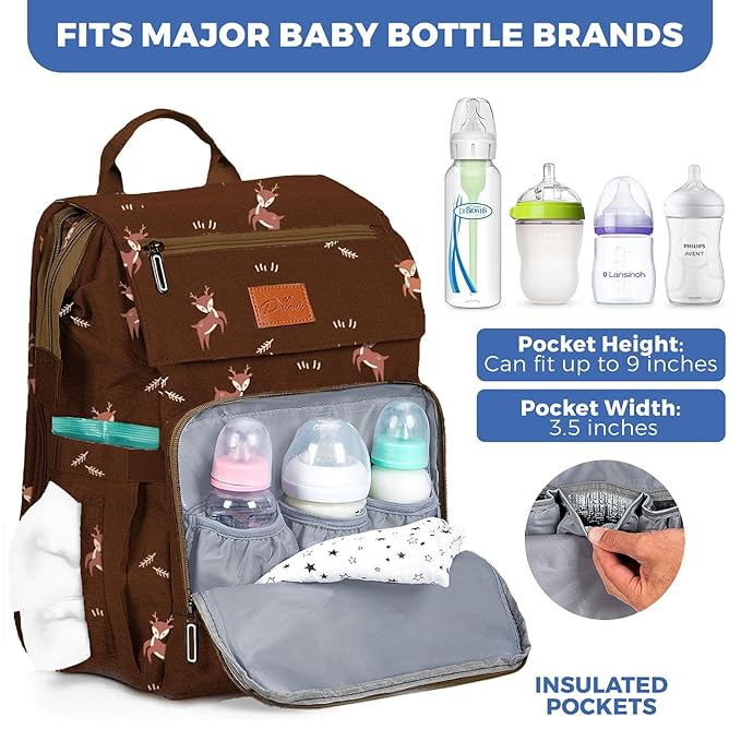 PILLANI Baby Diaper Bag Backpack - Large Bag for Boys & Girls, Waterproof Diaper Backpack - Travel Diaper Bags w/Changing Pad, Baby Registry Search & Shower Gifts - Essentials Must Haves Newborn Stuff