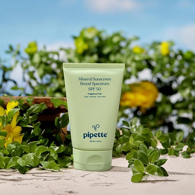 Pipette Mineral Sunscreen - SPF 50 Broad Spectrum Baby Sunblock with Non-Nano Zinc, UVB/UVA Non-Toxic Sun Protection for Kids & Sensitive Skin, 4fl oz (3 pack)