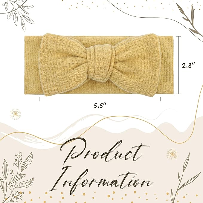 YanJie Baby Headbands Bows for Girls - Stretchy White Headbands Knot Toddler Hair Bows - Baby Shower Gifts - 3 Pack (Pack of 3)