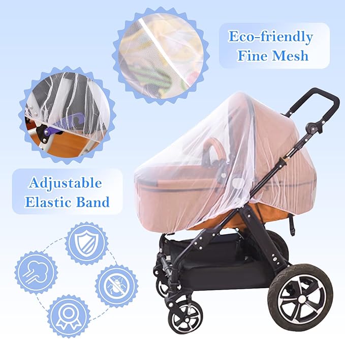 South to East Mosquito Net for Stroller, Baby Bug Netting with Storage Bag, Breathable & Portable Mosquito Nets for Strollers, Car Seat, Bassinet, Cradle, Playard, Travel Mini Crib (White)