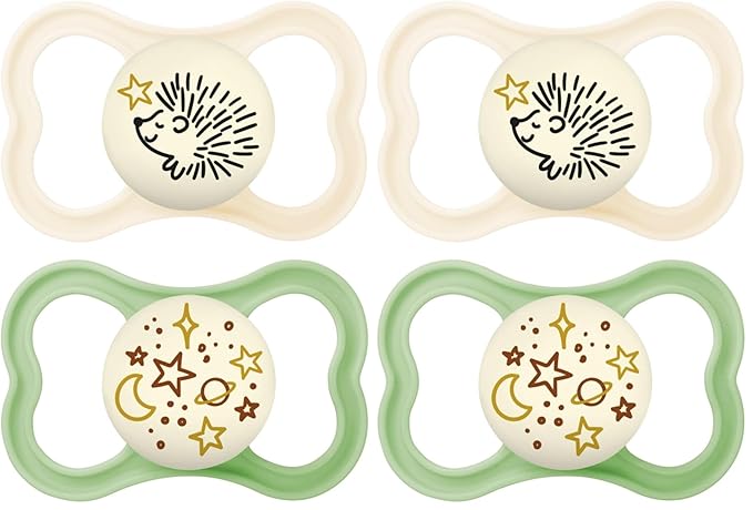 MAM Supreme Night Baby Pacifier, for Sensitive Skin, Patented Nipple, 4 Pack, 16+ Months, Unisex,2 Count (Pack of 1)