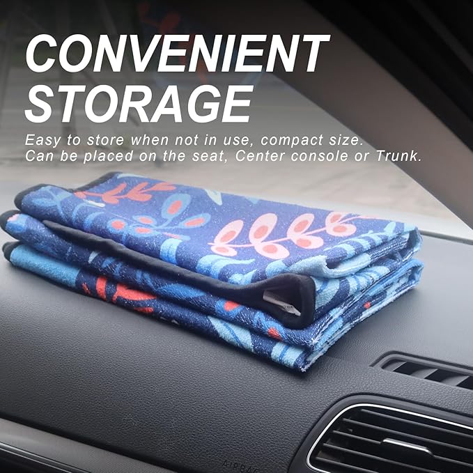 Sweat Towel Car Seat Cover Protector Front Seats for Gym Workout, Running, Swimming, Beach and Hiking, Waterproof Universal Seat Cover for Car, Truck, Van & SUV (Dinosaur, 2pcs Front Seat)