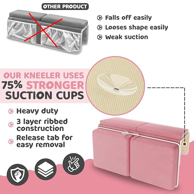 Sleepah Bath Kneeler and Elbow Kneeling Rest Pad Set for Baby Bathing – Waterproof Soft Memory Foam Mat Organizer Babies & Toddler Bathing Time Toys Sponge (Pink)