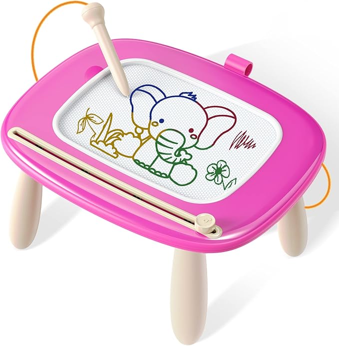 Magnetic Drawing Board, Toddler Girl Toy for 1-3 Year Old, Doodle Board Learning and Educational Toy for 1 2 3 Year Old Baby Birthday Gift- Deep Pink