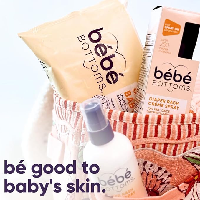 Bébé Bottoms Baby Diaper Rash Cream Spray, No-Rub Touch Free Application for Sensitive Skin 1.7oz (50 ml)