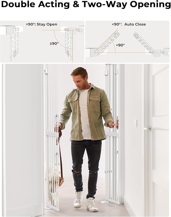 Extra Tall Cat Gate for Doorway: 74.8"-90.5" Tall Cat Gates for Pet 30.3"-38.2" Wide Pressure Mount No Wall Drilling for Indoor Stairs Doorway Room Door Dog Safety Barrier No Toddler