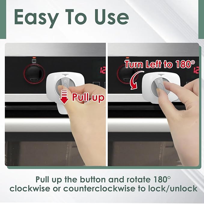 2-Pack Oven Lock Child Safety - Baby Proof Oven Door Lock with Heat-Resistant 3M Adhesive, No Drill Safety Locks for Ovens/Stoves/Dishwashers, Toddler & Pet Proof Child Safety Lock for Kitchen