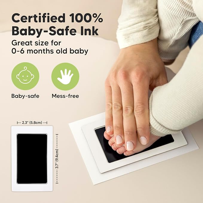 Inkless Hand and Footprint Kit, Boy, Girl, Newborn Keepsake - No Mess Ink Pad for Baby Handprint,Clean Touch Paw Print Kit for Dog Picture Frame,Personalized Baby Christmas Shower Gifts(Gunmetal Gray)