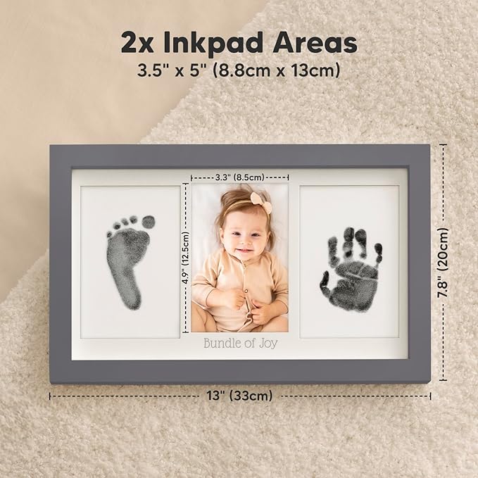 Inkless Hand and Footprint Kit, Boy, Girl, Newborn Keepsake - No Mess Ink Pad for Baby Handprint,Clean Touch Paw Print Kit for Dog Picture Frame,Personalized Baby Christmas Shower Gifts(Gunmetal Gray)