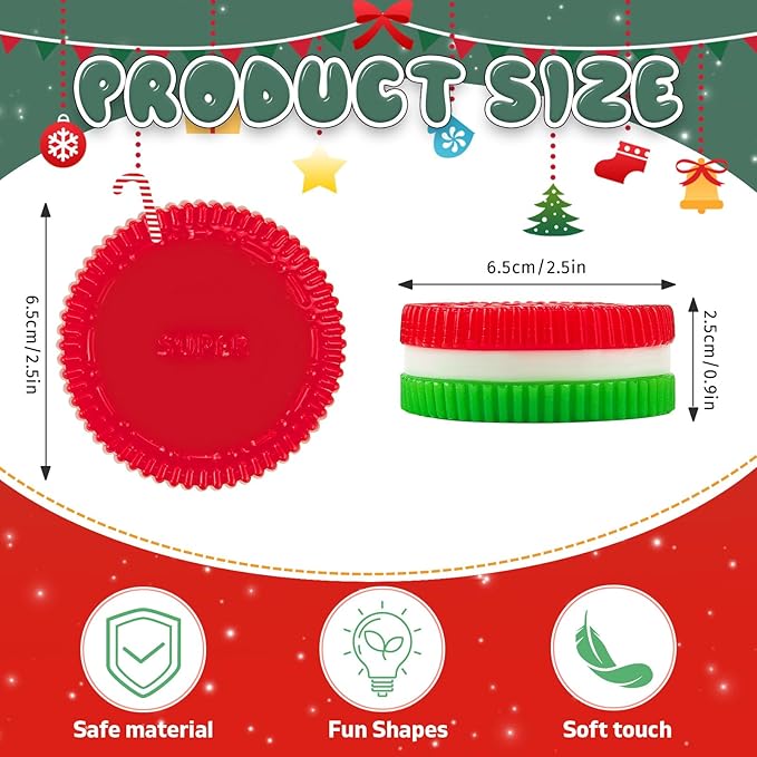Sticky Cookie Squishies Fidget Toys Adults, Squeeze Toys Fidget Toys for Autism, Stress Balls for Adults Fidgets Birthday Easter Basket Stuffers(4 Pack Christmas Design)