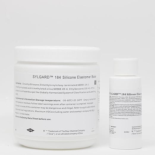 Dowsil SYLGARD 184 (Form Dow Corning) Silicone Elastomer Kit Base A + Curing Agent Solidifier B for Electrical Component Battery Board Assembly Room Temperature RT Heat Cure(1.1 lb = A 450g + B 45g)