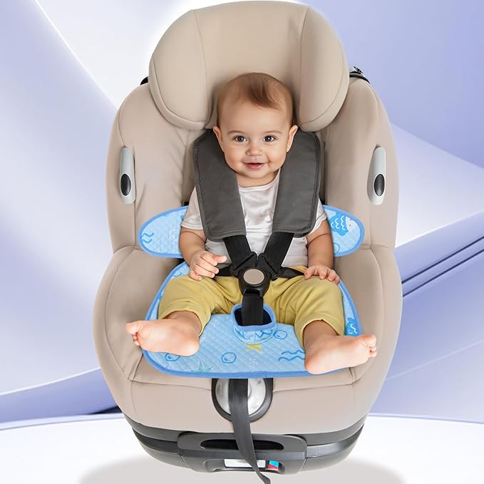 INFANZIA Dry Seat, Car Seat Protector Waterproof Carseat Liner Potty Training Toddlers, Baby and Infants, Piddle Pad for Carseats Strollers (Blue, 2 Pack)