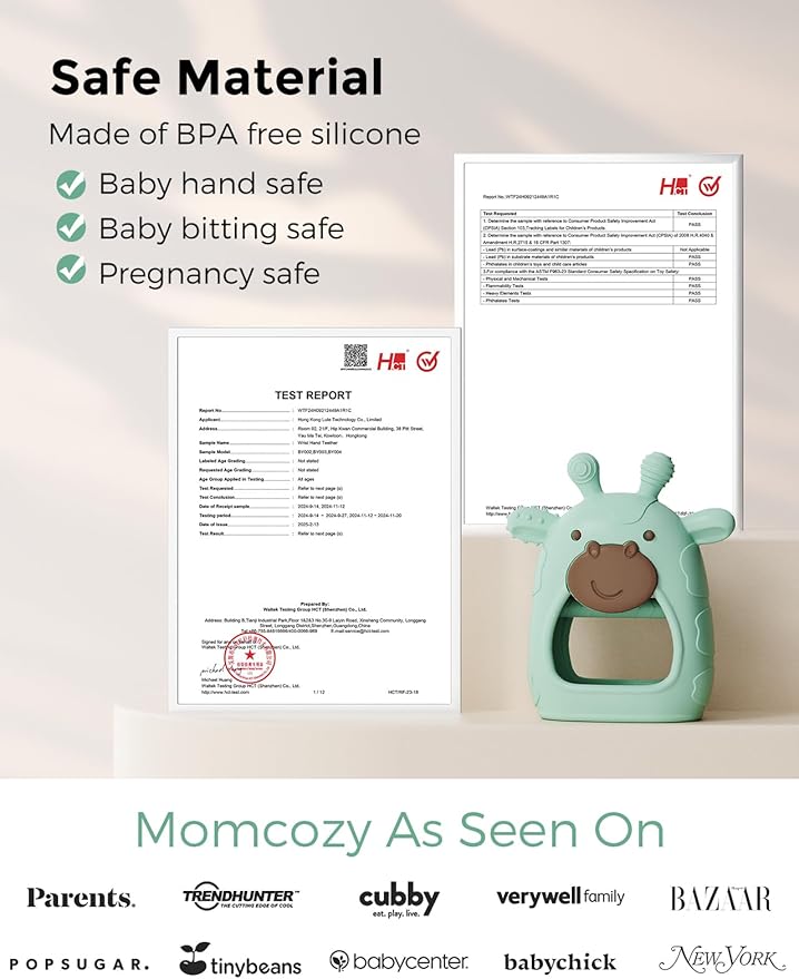 Momcozy Baby Kit, Baby Shower & Registry Essential Kit for Grooming & Cleansing Care, Includes Electric Nail File, Teether, Bath Brush, Cradle Cap Brush,Comb, Finger Toothbrush,Newborn Must-Have