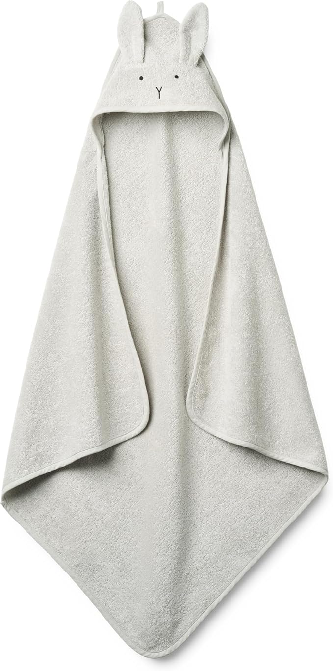 Baby Hooded Towel – Organic Cotton Baby Bath Towels – Baby Towels, Baby Bath Towels for Baby Boy, Baby Girl, 32" x 32" Super-Soft and Absorbent Baby Towels for Newborn (Rabbit - Pearl Grey)